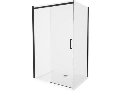 MEXEN/S - Omega sprchový kout 100x90, transparent, černá + bílá vanička se sifonem 825-100-090-70-00-4010B