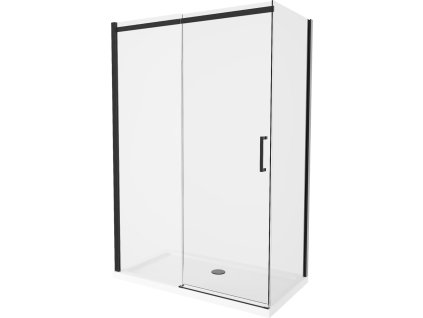 MEXEN/S - Omega sprchový kout 130x70, transparent, černá + bílá vanička se sifonem 825-130-070-70-00-4010B