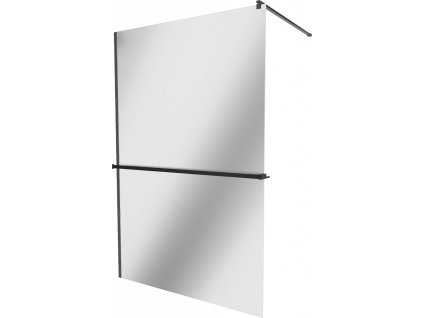 MEXEN/S - KIOTO Sprchová zástěna WALK-IN s poličkou a držákem ručníků 70 x 200, zrcadlové 8 mm, černá - 800-080-121-70-50 800-070-121-70-50