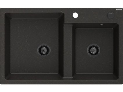MEXEN/S - Tomas granitový dřez 2-bowl 800 x 500 mm, černá/zlatý metalik, + černý sifon 6516802000-75-B DOPRAVA ZDARMA