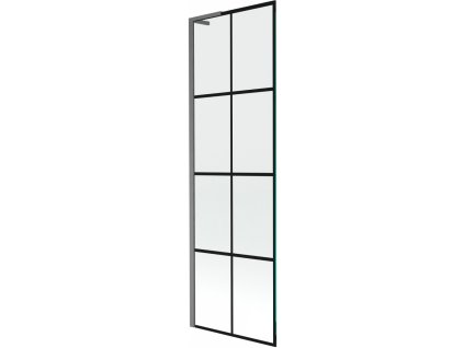 MEXEN/S - Next L vanová zástěna FIX 60 x 150 cm, černá vzor, grafit kartáčovaná 895-060-000-03-77-66