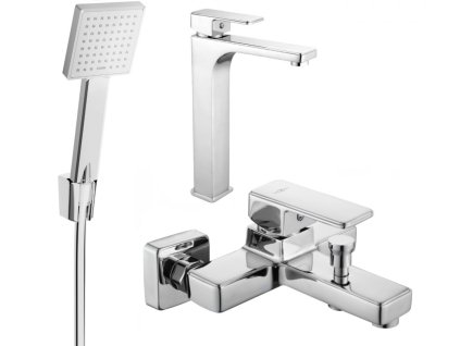 MEXEN/S - Cetus R45 Set umyvadlové a vanové baterie s příslušenstvím, chrom 744313R45-00 DOPRAVA ZDARMA