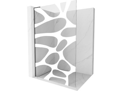MEXEN/S - Kioto L Sprchová zástěna WALK-IN 70 x 200 cm, bílý vzor, grafit kartáčovaná 800-070-103-66-97