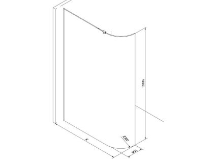MEXEN - KIOTO walk-in 110x200 cm 8mm, transparent samostatné sklo zaoblené 800-110-000-00-06