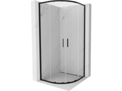 MEXEN/S - Exo čtvrtkruhový posuvný sprchový kout 80 x 80, transparent, černá 8132-080-080-70-00
