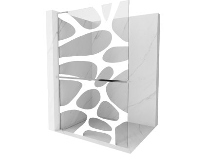 MEXEN/S - Kioto+ L Sprchová zástěna WALK-IN s poličkou a držákem ručníků 90 x 200 cm, bílý vzor, chrom 800-090-123-01-97