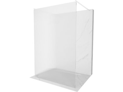 MEXEN/S - Kioto Sprchová zástěna WALK-IN volněstojící 100 x 200, proužky 8 mm, bílá 800-100-002-20-09