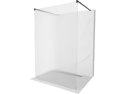 MEXEN/S - Kioto Sprchová zástěna WALK-IN volněstojící 100 x 200, proužky 8 mm, černá 800-100-002-70-09