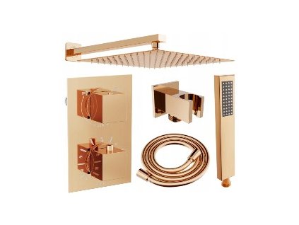 MEXEN/S - Cube DR02 podomítkový sprchový SET + slim sprcha 30, růžové zlato 77502DR0230-60 DOPRAVA ZDARMA