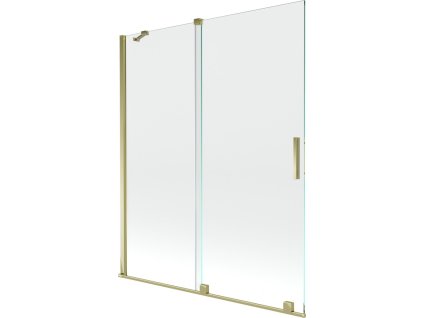 MEXEN/S - Velar Dvoukřídlá posuvná vanová zástěna 140 x 150, transparent, zlatá 896-140-000-01-50