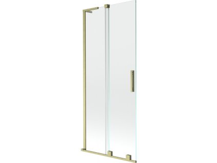 MEXEN/S - Velar L dvoukřídlá posuvná vanová zástěna 85 x 150 cm, transparent, zlatá kartáčovaná 896-085-003-01-55