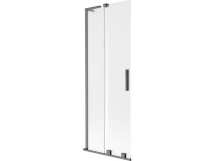 MEXEN/S - Velar L dvoukřídlá posuvná vanová zástěna 75 x 150 cm, dekor, grafit kartáčovaná 896-075-003-31-66
