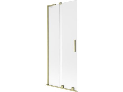 MEXEN/S - Velar L dvoukřídlá posuvná vanová zástěna 80 x 150 cm, dekor, zlatá kartáčovaná 896-080-003-31-55