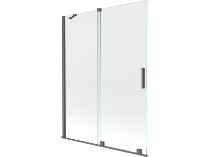 MEXEN/S - Velar Dvoukřídlá posuvná vanová zástěna 130 x 150 cm, transparent, grafit kartáčovaná 896-130-000-01-66
