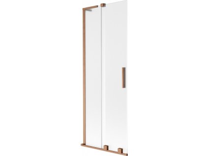 MEXEN/S - Velar L dvoukřídlá posuvná vanová zástěna 75 x 150 cm, dekor, měď kartáčovaná 896-075-003-31-65