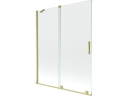 MEXEN/S - Velar Dvoukřídlá posuvná vanová zástěna 140 x 150, transparent, zlatá kartáčovaná 896-140-000-01-55