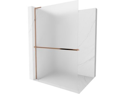 MEXEN/S - Kioto+ L Sprchová zástěna WALK-IN s poličkou a držákem ručníků 90 x 200 cm, dekor, růžové zlato 800-090-123-60-30