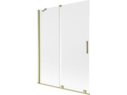 MEXEN/S - Velar dvoukřídlá posuvná vanová zástěna 130 x 150, dekor, zlatá kartáčovaná 896-130-000-31-55