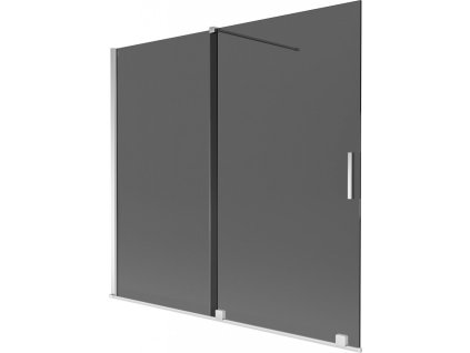 MEXEN/S - Velar dvoukřídlá posuvná vanová zástěna 170 x 150, grafit, chrom 896-170-000-41-01