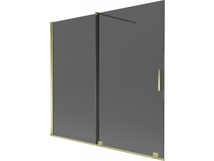 MEXEN/S - Velar dvoukřídlá posuvná vanová zástěna 170 x 150, grafit, zlatá 896-170-000-41-50