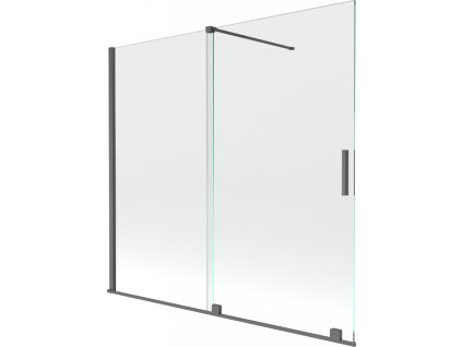 MEXEN/S - Velar Dvoukřídlá posuvná vanová zástěna 170 x 160 cm, transparent, grafit kartáčovaná 896-170-000-01-66