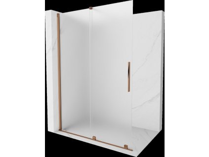 MEXEN/S - Velar Sprchová zástěna posuvná Walk-in 160 x 200 cm, dekor 8 mm, růžové zlato 871-160-000-33-60