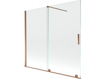 MEXEN/S - Velar Dvoukřídlá posuvná vanová zástěna 170 x 150 cm, transparent, růžové zlato 896-170-000-01-60