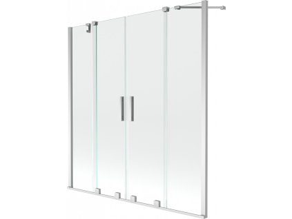 MEXEN/S - Velar Duo Dvoukřídlá posuvná vanová zástěna 140 x 150 cm, transparent, chrom 896-140-000-02-01