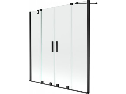 MEXEN/S - Velar Duo Dvoukřídlá posuvná vanová zástěna 140 x 150 cm, transparent, černá 896-140-000-02-70