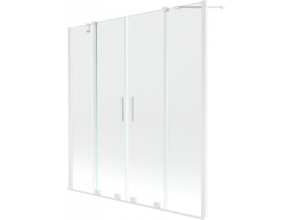 MEXEN/S - Velar Duo Dvoukřídlá posuvná vanová zástěna 160 x 150 cm, transparent, bílá 896-160-000-02-20