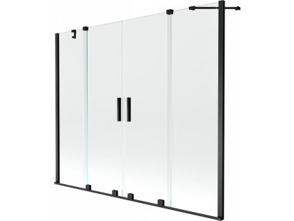 MEXEN/S - Velar Duo Dvoukřídlá posuvná vanová zástěna 170 x 150 cm, transparent, černá 896-170-000-02-70