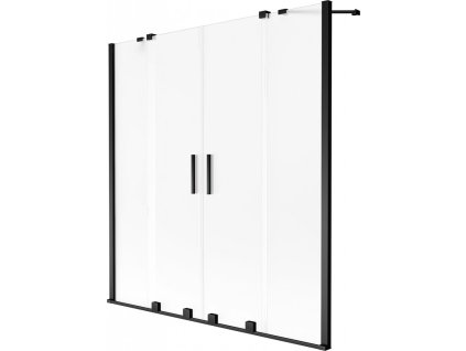 MEXEN/S - Velar Duo dvoukřídlá posuvná vanová zástěna 160 x 150 cm, dekor, černá 896-160-000-32-70