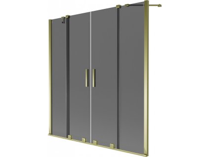 MEXEN/S - Velar Duo dvoukřídlá posuvná vanová zástěna 140 x 150, grafit, zlatá 896-140-000-42-50