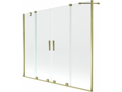 MEXEN/S - Velar Duo Dvoukřídlá posuvná vanová zástěna 170 x 150 cm, transparent, zlatá 896-170-000-02-50