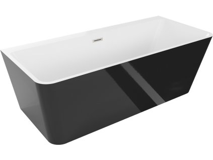 MEXEN/S - Volta vana volně stojící rohová 150 x 75, bílá/černá, sifon a přepad nikl kartáčovaná 51131507575-97