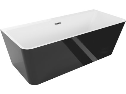 MEXEN/S - Volta vana volně stojící rohová 170 x 75, bílá/černá, sifon a přepad grafit metal 51131707575-95