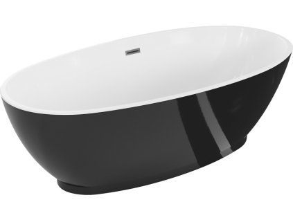 MEXEN/S - Bilbao volně stojící vana 180 x 90, bílá/černá, sifon a přepad grafit metal 51311809075-95