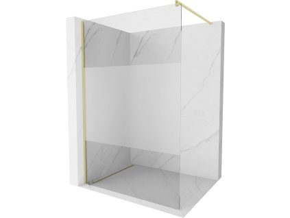 MEXEN/S - Kioto Sprchová zástěna WALK-IN 110 x 200, transparent/dekor 8 mm, zlatá kartáčovaná 800-110-101-55-35