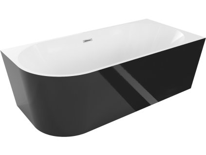 MEXEN/S - Mia volně stojící rohová vana pravá 180 x 80, bílá/černá, sifon a přepad chrom 52691808075P-01