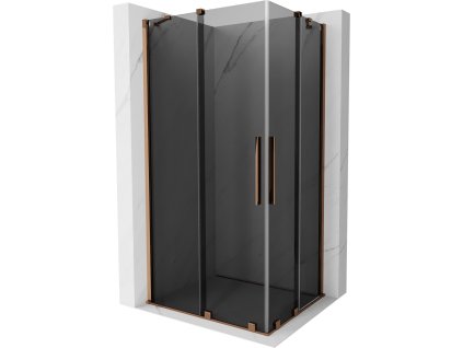 MEXEN/S - Velar Duo sprchový kout, posuvné dveře 100 x 90 cm, grafit, růžové zlato 871-100-090-42-60