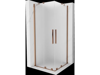 MEXEN/S - Velar Duo sprchový kout, posuvné dveře 100 x 100 cm, dekor, růžové zlato 871-100-100-32-60