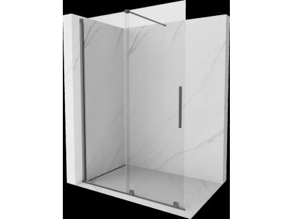 MEXEN/S - Velar Sprchová zástěna posuvná Walk-in 150 x 200 cm, transparent 8 mm, grafit metal 871-150-000-03-95
