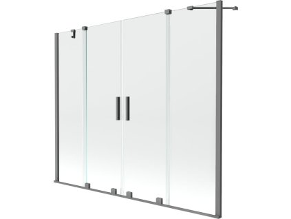 MEXEN/S - Velar Duo dvoukřídlá posuvná vanová zástěna 170 x 150, transparent, grafit metal 896-170-000-02-95