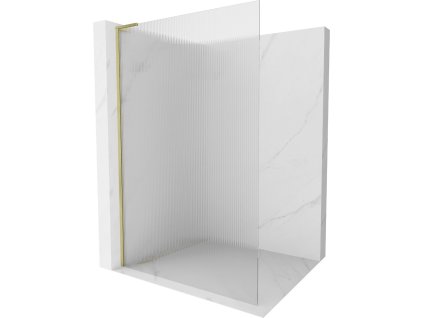 MEXEN/S - Kioto L Sprchová zástěna WALK-IN 70 x 200 cm, proužky, zlatá kartáčovaná 800-070-103-55-09