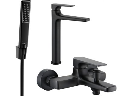 MEXEN/S - Lynx R72 SET umyvadlová a vanová baterie s příslušenstvím, černá 745913R72-70