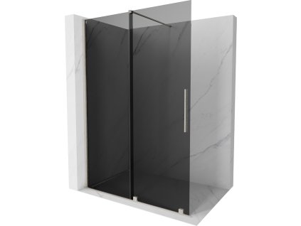 MEXEN/S - Velar Sprchová zástěna posuvná Walk-in 150 x 200 cm, grafit 8 mm, nikl kartáčovaná 871-150-000-43-97
