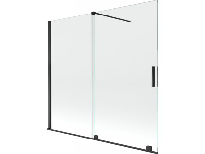 MEXEN/S - Velar Dvoukřídlá posuvná vanová zástěna 170 x 150, transparent, černá 896-170-000-01-70