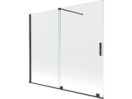 MEXEN/S - Velar Dvoukřídlá posuvná vanová zástěna 180 x 150, transparent, černá 896-180-000-01-70
