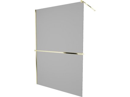 MEXEN/S - KIOTO Sprchová zástěna WALK-IN s poličkou a držákem ručníků 70 x 200, grafit 8 mm, zlatá 800-070-121-50-40