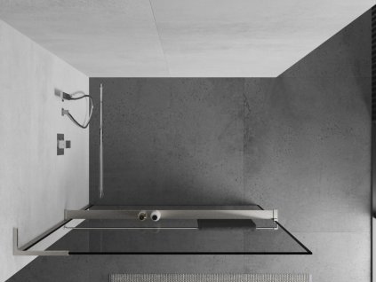 MEXEN/S - Kioto+ L Sprchová zástěna WALK-IN s poličkou a držákem ručníků 90 x 200 cm, černý vzor, nikl kartáčovaná 800-090-123-97-70